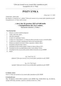 Pozvánka na jednání výboru, které se koná dne 20. 12. 2022​