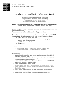 archivář &#8211; specialista digitálního archivu / archivářka &#8211; specialistka digitálního archivu v odboru „Archiv hl. města Prahy“