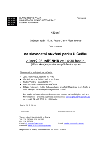 Slavnostní otevření parku U Čeňku