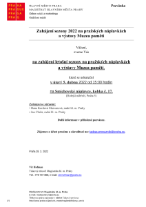 Zahájení sezony 2022 na pražských náplavkách a výstavy Muzea paměti