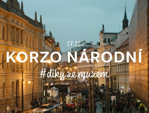 Vizuál oslav 17. listopadu: Korzo Národní