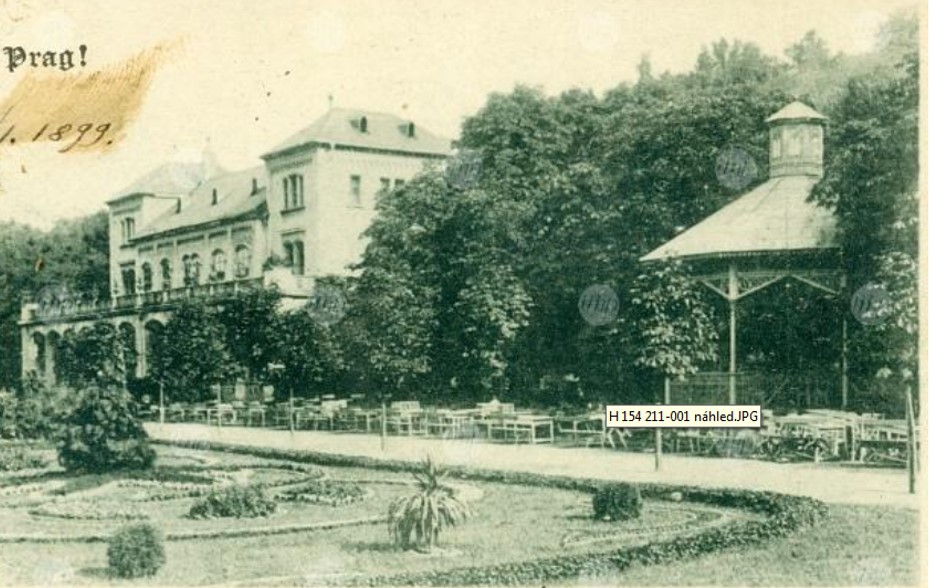 Rekonstrukce parteru před Šlechtovou restaurací ve Stromovce, hist.foto