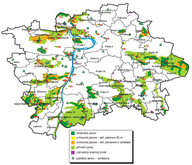 Obr. Chráněná území, jejich ochranná pásma a přírodní parky, 2007