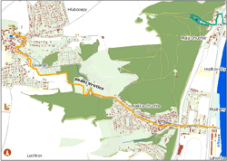 trasa podél potoka vrutice - orientační mapka (ke zvětšení)