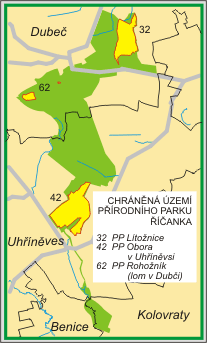 Přírodní park Říčanka - orientační mapka